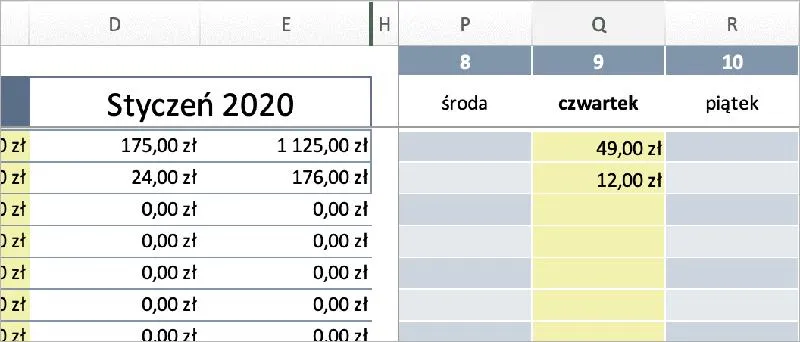 Arkusz kalkulacyjny Excel