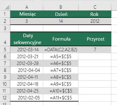 Data różnica Excel