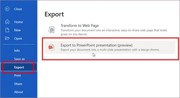 Eksport materiałów informacyjnych