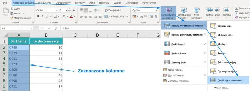 Excel duplikaty