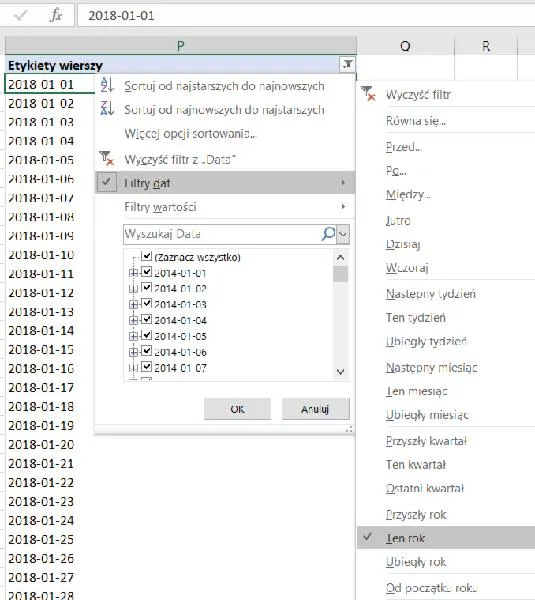 Excel obliczanie dat