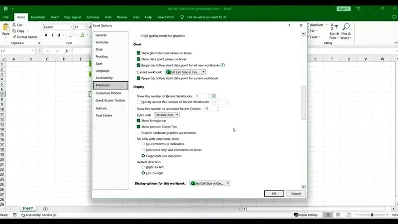 Excel przeliczanie cm na piksele