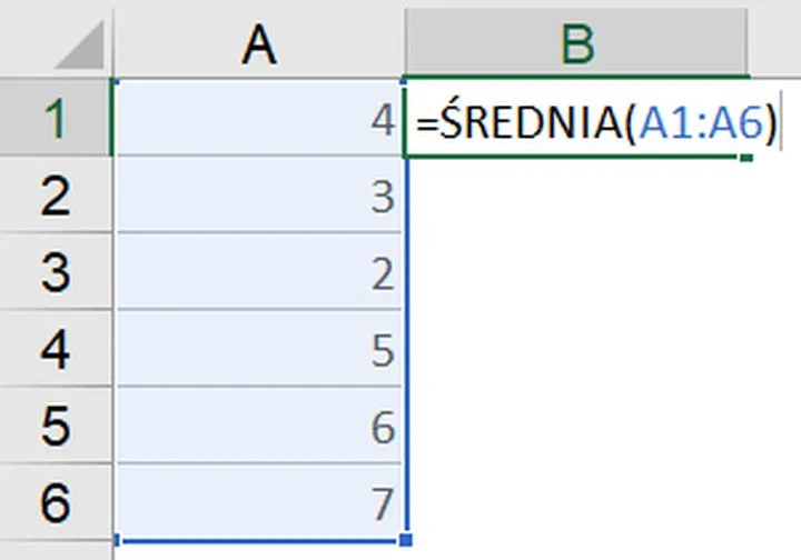 Funkcja ŚREDNIA w Excelu