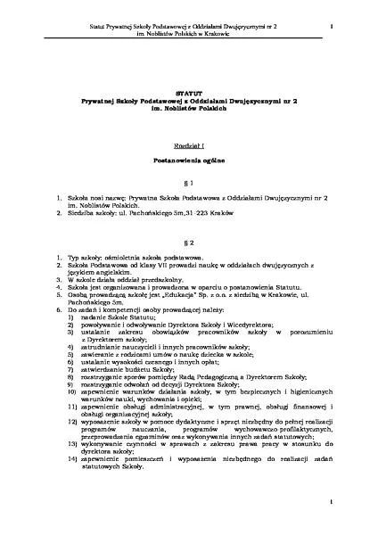 Funkcje statutu szkoły