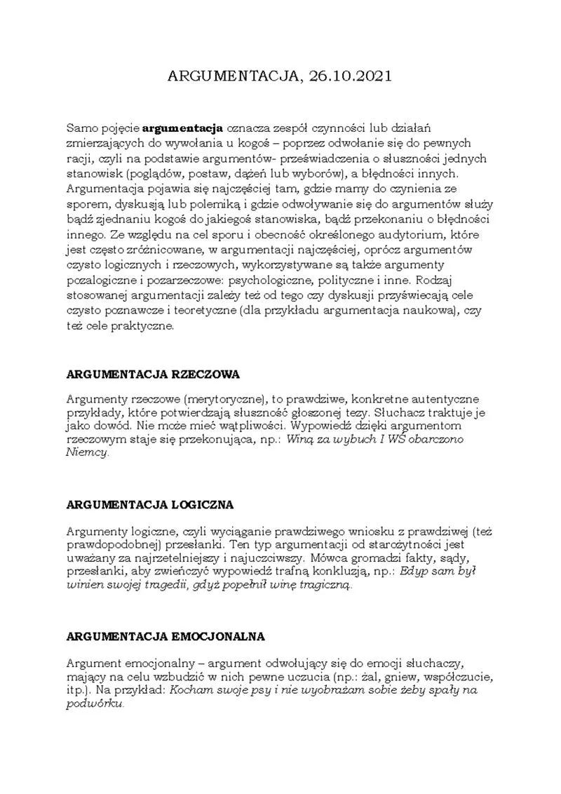 Ilość argumentów w rozprawce