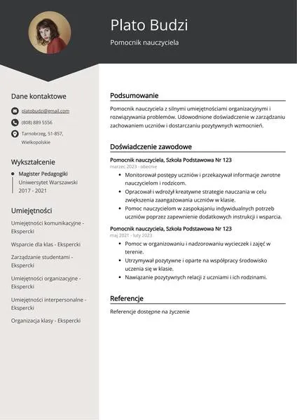 Obowiązki pomocy nauczyciela