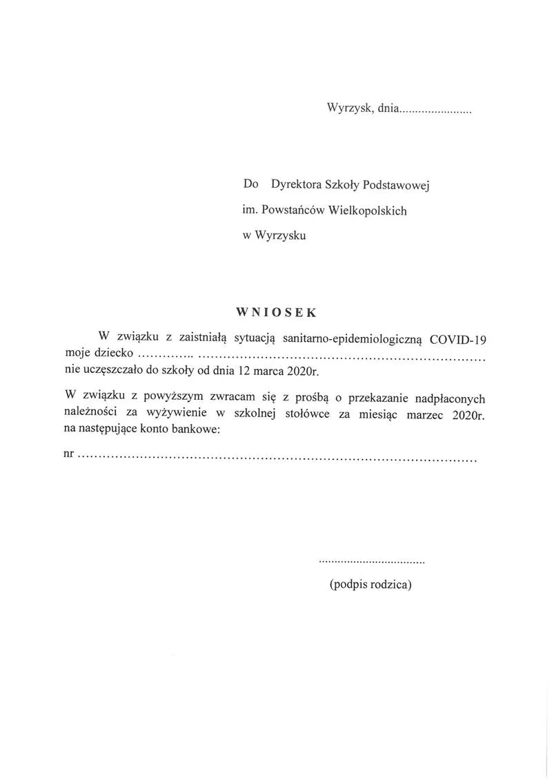 Podanie o nauczanie indywidualne