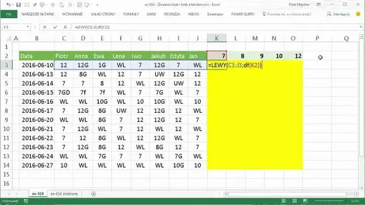 Problemy z formułami Excel