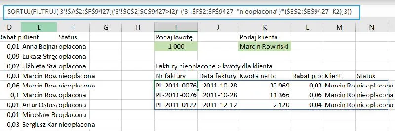 Skróty klawiaturowe Excel