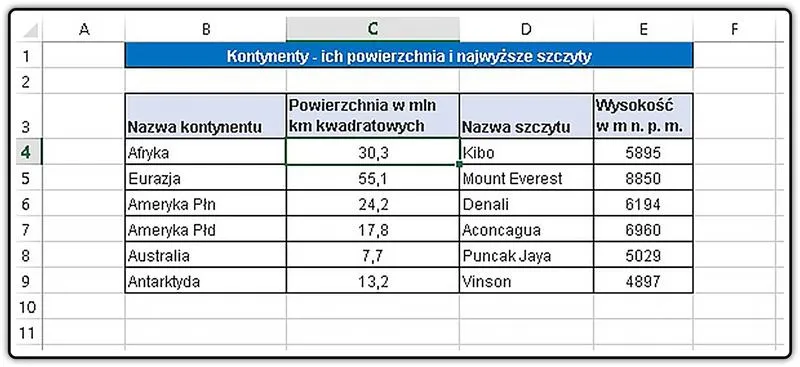 Tworzenie bazy danych w Excelu