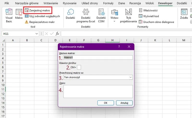 Tworzenie makr Excel