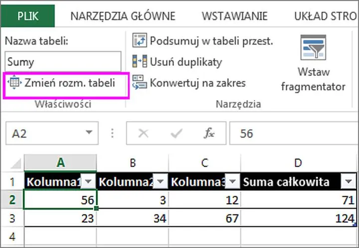 Tworzenie tabel w Excel