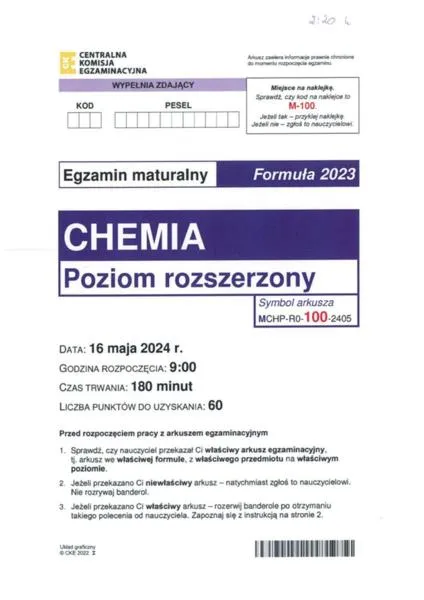 Zagadnienia do powtórzenia z chemii