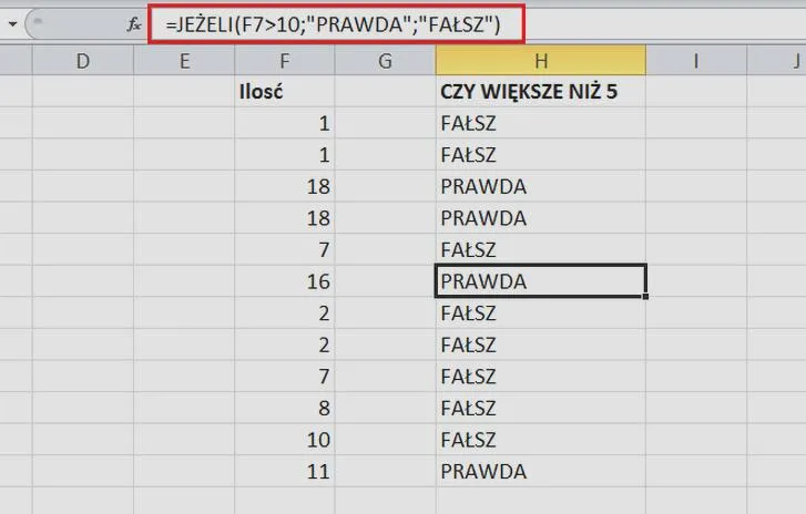 Zagnieżdżanie funkcji JEŻELI